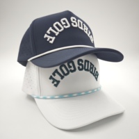 Gorra de Golf Oxford de 5 Paneles con Logotipo Bordado Personalizado, MOQ Bajo, OEM, Perforada con Láser, Transpirable, de Secado Rápido, Deportiva