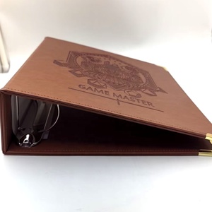 Porte-documents classique en cuir PU marron A4 avec logo gaufré sur toute la surface – Fournitures de bureau - Product Image 3