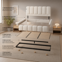 Cadre de lit rembourré doux et moelleux, design européen, lit plateforme en tissu taille King pour chambre à coucher