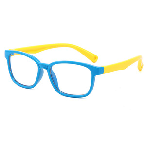 Lunettes anti-lumière bleue unisexes, monture en silicone, verres en PC, lunettes de lecture pour enfants, couleur jaune bleu - Product Image 3