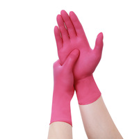 Gants d'examen en nitrile rose de 9 pouces, non stériles, sans latex