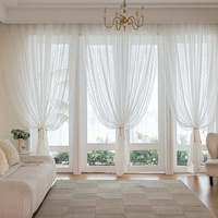 Voilages Jacquard en Dentelle pour Fenêtre Plafond, Fixation Murale, Translucides, pour Salon, Chambre, Balcon, Style Champêtre Américain