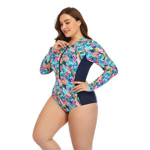 Venta al por mayor de impresión de una pieza Bikini de las mujeres de gran tamaño Sexy ahueca hacia fuera el bikini traje de baño de manga larga de talla <span class=keywords><strong>grande</strong></span> Sufing traje de baño - Product Image 2