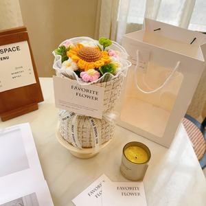 Fiore Artificiale in Tessuto Decorativo, Girasole all'Uncinetto Fatto a Mano, Bouquet <span class=keywords><strong>Colorato</strong></span> per il Ritorno a Scuola e la Festa degli Insegnanti Y12 - Product Image 6