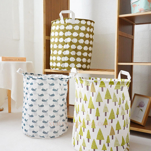 Panier à linge pliable grande capacité en coton et lin avec poignées, autoportant pour le rangement des vêtements - Product Image 5