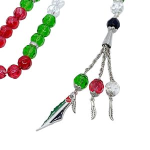 Tasbih con Bandiera Palestinese da 10mm, Bracciale Islamico con 33 Perle, Gioiello Trendy, Regalo di Preghiera Musulmana, Perle Acriliche da 10mm Palestina - Product Image 5