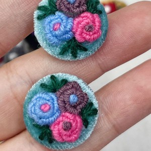 Handmade 3D thêu hoa nút vải cho bé quần áo len Cashmere nút áo - Product Image 6