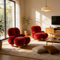 Fauteuil à bulles rouge nordique, rembourrage en tissu, siège nuageux, siège paresseux confortable, canapé club, canapé câlin, meubles pour chambre à coucher, appartement