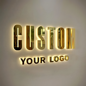 Tùy chỉnh kim loại dấu hiệu ngoài trời 3D vàng gương thép không gỉ kênh Logo Salon dấu hiệu LED Light Up Backlit chữ - Product Image 1