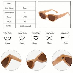 Lunettes de soleil œil de chat pour femmes, monture petite, style rétro punk avec rivets, protection UV400, personnalisables avec logo, vente en gros - Product Image 6