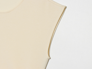 <span class=keywords><strong>Robe</strong></span> longue décontractée en tricot sans manches de couleur <span class=keywords><strong>beige</strong></span> à col rond et découpes latérales pour femmes - Product Image 6