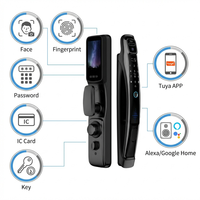 Serrure intelligente 3D étanche avec caméra HD, accès par empreinte digitale/mot de passe/carte, application Tuya, Wi-Fi Cloud, télécommande en alliage d'aluminium