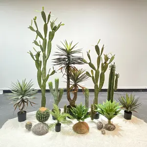 Outdoor Indoor Natural Plastic Desert Green Cactus Plants Faux Cactus Succulent Plant For Home Decoration