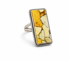 Honey Dahlia Turquoise Rectangle <b>Statement</b> <b>Ring</b> in 925 Sterling Silver Boho Artisan Gemstone Jewelry for Women Everyday Wear - Product Image 6