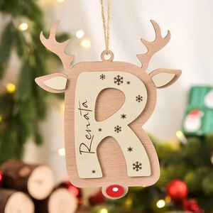 Adornos Personalizados de Reno con Nombre, Etiquetas para Árbol de Navidad, Letras de la A a la Z, Letrero de Madera para Calcetines Navideños, Recuerdo - Product Image 1