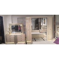 Ensemble de chambre à coucher moderne de luxe Shiyi King 5 pièces, lit queen size en bois blanc, commode, table de chevet, armoire, rangement pour la chambre