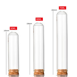 Venta al por mayor de grado alimenticio de fondo plano de 25mm de diámetro Highness pequeños Mini viales de tubo de vidrio de lado recto con tapones de corcho - Product Image 5