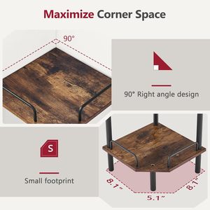 Étagère d'angle industrielle multifonctionnelle à trois niveaux, étagère de présentation verticale pour chambre, salon, bureau, cuisine - Product Image 6