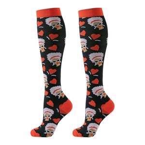 Chaussettes <span class=keywords><strong>de</strong></span> compression montantes à motif dessin animé pour <span class=keywords><strong>femme</strong></span>, <span class=keywords><strong>bas</strong></span> <span class=keywords><strong>de</strong></span> soutien respirants en nylon et élasthanne pour <span class=keywords><strong>femme</strong></span>, marque privée OEM - Product Image 5