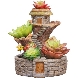 Pots de fleurs succulentes en résine pour maison d'arbre, paysage miniature, décoration de bonsaï, combinaison de jardinage domestique, taille moyenne - Product Image 2