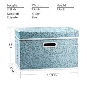 Foldable Fabric Storage <b>Bin</b> with <b>Lid</b> Rose Print Storage Box Basket Washable PP Plastic Board Decorative Cubes - Product Image 3