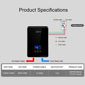 Calentador de Agua Eléctrico Instantáneo con Conexión de Cobre Avanzada, Suministro Multipunto, Protección Contra Fugas y Sobrecalentamiento - Product Image 1