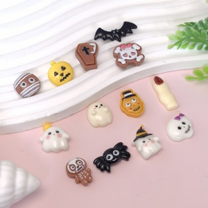 100 pièces Mini résine fantôme chauve-souris Halloween ongles artisanat Flatback Cabochons téléphone décoration bijoux à bricoler soi-même faisant des accessoires - Product Image 2