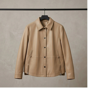 Nouvelle <span class=keywords><strong>veste</strong></span> en <span class=keywords><strong>cuir</strong></span> kaki pour femme, col à revers, bouton unique, cordon de serrage réglable, poche latérale, manteau court - Product Image 2