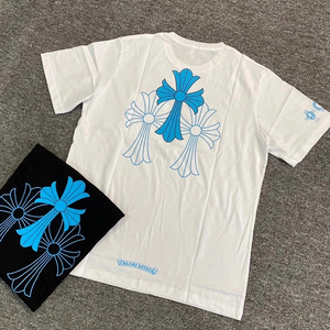 T-Shirt Chrome <span class=keywords><strong>di</strong></span> Alta Qualità, Vendita Calda, Abbigliamento <span class=keywords><strong>Uomo</strong></span> con Stampa Cuori, Streetwear Y2K, 100% Cotone Pesante - Product Image 5