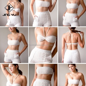 Traje de Baño de Dos Piezas para Mujer, Color Sólido, Tela Texturizada, Alta Calidad, Bikini para Chicas, Venta Caliente - Product Image 4