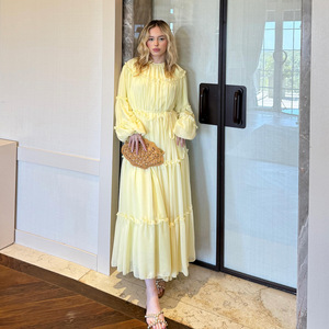 Novità 2026 Abaya Islamico Chiuso per Donna, Vestito Musulmano in Chiffon a Doppio Strato, Abito Lungo con Balze a Strati per Donna - Product Image 4