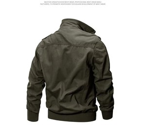 M-6XL Men's Vintage Canvas Quilted <b>Jacket</b> Solid Color Long Sleeve Stand-up Collar Zipper Slim Fit Autumn Casual Outerwear - Product Image 5