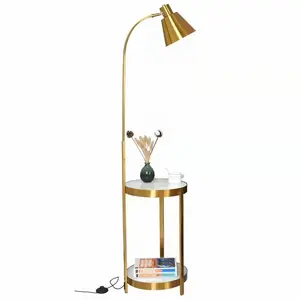 Simple Modern Floor Lamp For Living Room Gold Black Bedroom Sofa Wireless Charging Corner Floor Light With Glass Tray E27 Bulb