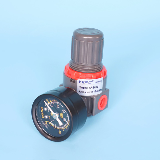 Pneumatic air Reduce Regulator Valve with Pressure Gauge 150psi 1Mpa Mini BSP NPT 1/4" Aluminum Ar2000 air Regulator