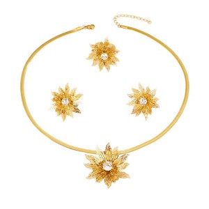 Juego de <span class=keywords><strong>Accesorios</strong></span> de Alta Calidad con Diseño Clásico de Flores, Incrustaciones de Perlas y Circonitas, Chapado en Oro de 18k, <span class=keywords><strong>Joyería</strong></span> de Acero Inoxidable para Bodas y Fiestas - Product Image 5