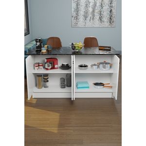 Mesa de Bar para Cocina con Acabado de Mármol Blanco Moderno de Vera, con 4 Estantes, Ahorra Espacio - Product Image 2