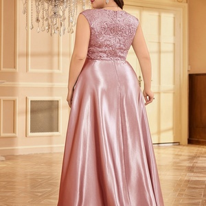 Robes de soirée luxueuses grande taille pour femmes, sans manches, col en V, en satin et dentelle, robes de mariée style A, robes de demoiselle d'honneur - Product Image 6