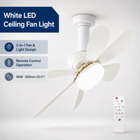 Ventilateur de plafond blanc 20,5 pouces avec moteur AC, lumière LED 40W, télécommande, intensité variable, moderne, pour salon (vente en gros)