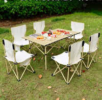 Table de camping en aluminium pliable Portable de taille moyenne avec 4 chaises pliantes