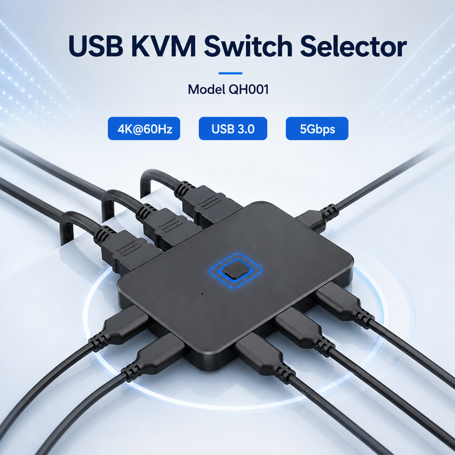 2-Port 4K+60Hz for KVM Switch USB 3.0 5Gbps Selector for 2 PCs Sharing 1 Monitor in Stock