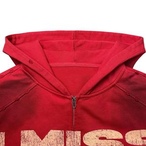 Sudadera con capucha y cremallera para hombre, de alta calidad, con diseño especializado, estampado frontal, efecto desgastado, estilo streetwear oversize personalizado - Product Image 3