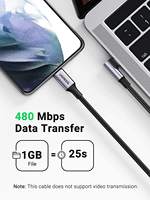 Kabel UGREEN USB C ke USB C 100W Pengisi Daya Tipe C Kabel Pengisian Cepat Sudut Kanan 1M 2M