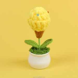 ดอกไม้โครเชต์จำลองน่ารักสร้างสรรค์ งานถักมือ ต้นไม้กระถางไอศกรีม - Product Image 2