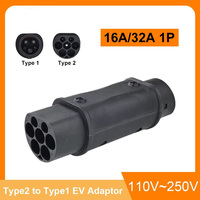 Adaptateur de chargeur EV monophasé 220V Type2 à Type1 32A compatible avec le chargeur de Type 2 pour prise de charge de type 1 de voiture électrique