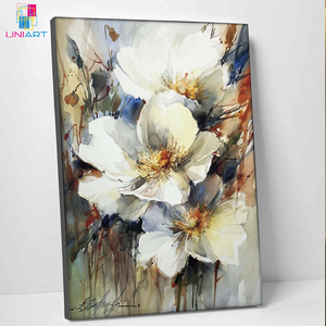 Peinture à l'huile de fleurs UNIART, <span class=keywords><strong>palette</strong></span> originale, peintures blanches sur toile, art mural, tableaux, décoration intérieure, art mural en porcelaine - Product Image 1