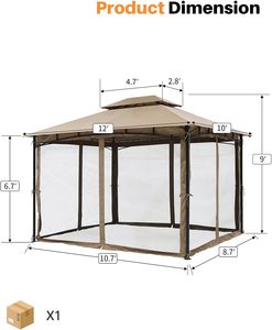 Ücretsiz abd nakliye 10 'x 12 'çelik açık veranda Gazebo gölgelik çadır ile sivrisinek ağı için dış mekan mobilyası bahçe köy - Product Image 6