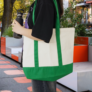 Hot Sale Customized Printed Logo Reusable Color Splicing <strong>Large</strong> Capacity Cotton <strong>Canvas</strong> Shopping Tote <strong>Bag</strong> with Monogramming - Product Image 2