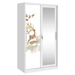 Armoire coulissante en acier de haute qualité avec miroir pour mobilier de chambre moderne - Product Image 1