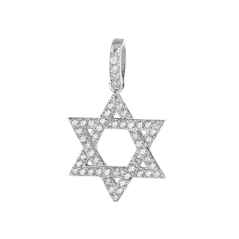 Iced Out Micro Paved Cubic Zirconia vvs Moissanite Mens Necklace Star Of David Hip Hop 14K Gold Plated Pendant