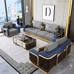 Set di Divani e Poltrone in Pelle di Lusso <span class=keywords><strong>Moderno</strong></span> Italiano, Arredamento <span class=keywords><strong>Completo</strong></span> in Legno per <span class=keywords><strong>Salotto</strong></span>, Divano in Legno per Villa, Sedie Moderne per Soggiorno - Product Image 1